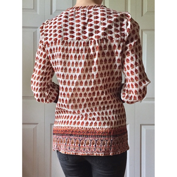 Lucky Brand Cotton Boho 3/4 Sleeve Blouse - Picture 2 of 4